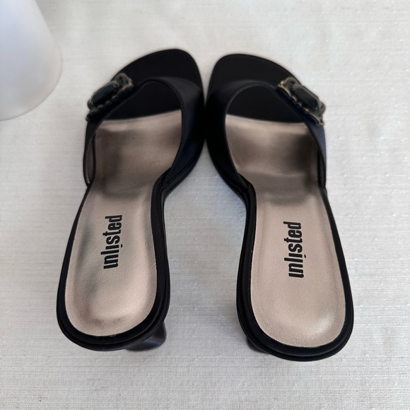 Kenneth Unlisted Cole Black Satin Jeweled Heeled Slip On Sandals Women’s 8.5 - Picture 10 of 12